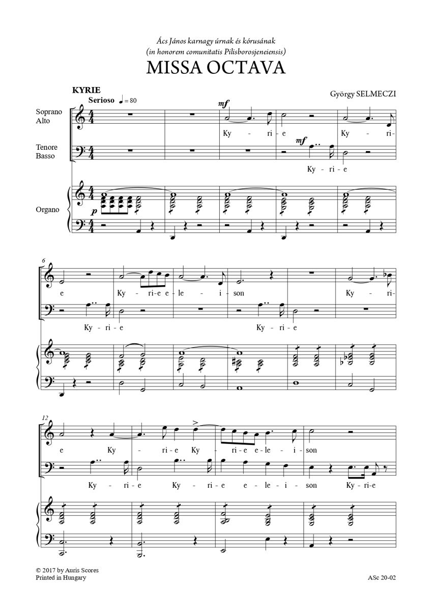 Missa Octava, Missa Decima - for mixed choir and organ (or piano)