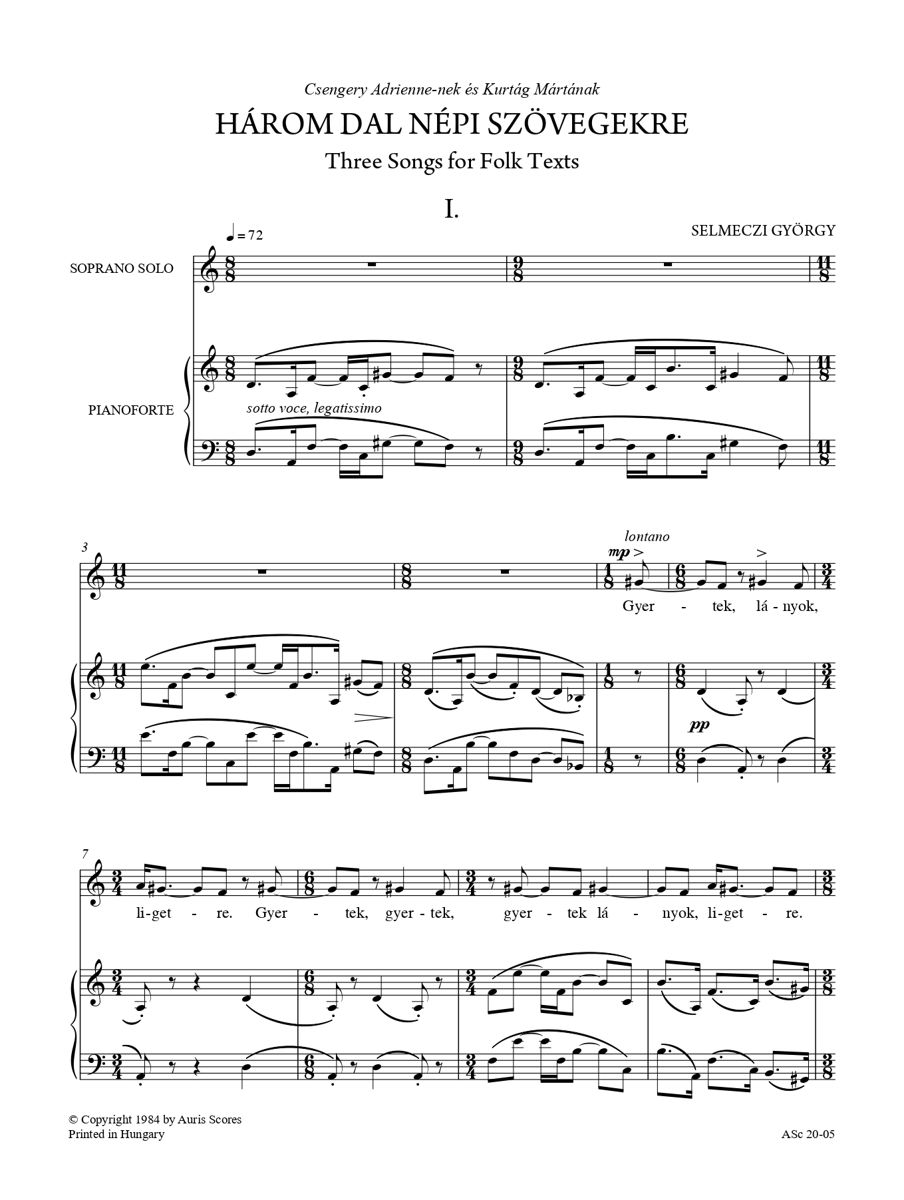 Songbook I. for Voice and Piano