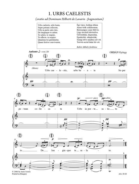 György Orbán: Nine Transylvanian Madrigals - for Mezzo-Soprano and Piano