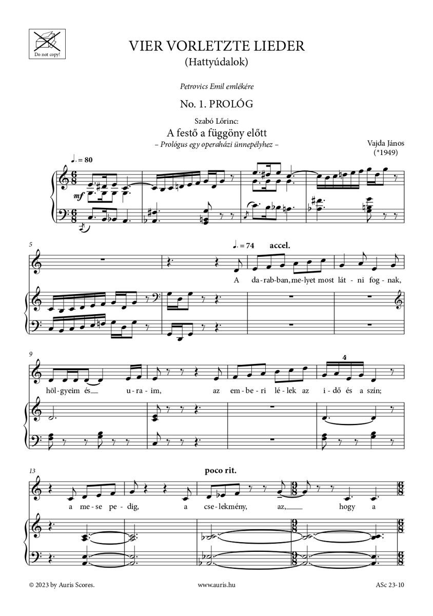 Vajda János: Vier vorletzte Lieder (Hattyúdalok) 